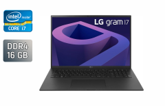 Ультрабук Б-класс LG Gram 17Z95P / 17" (2560x1600) IPS / Intel Core i7-1195G7 (4 (8) ядра по 1.3 - 5.0 GHz) / 16 GB DDR4 / 1000 GB SSD + 1000 GB SSD /  Intel Iris Xe Graphics / WebCam / Windows 11 Home