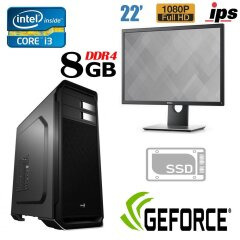 Комплект: системний блок Aerocool Aero-500 Black MT / Intel Core i3-7100 (2 (4) ядра по 3.90 GHz) / 8GB DDR4 / 240GB SSD / nVidia GeForce GTX 1050 2GB GDDR5 128-bit + монітор Dell P2217H / 21.5' (1920x1080) IPS / HDMI, DP, VGA + кабель, клавіатура, мишка