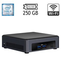 Неттоп Intel NUC NUC7i3DNK USFF / Intel Core i3-7100U (2 (4) ядра по 2.4 GHz) / 8 GB DDR4 / 250 GB SSD M.2 / Intel HD Graphics 620 / Wi-Fi / Блок питания в комплекте