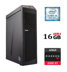 Игровой ПК Zalman Z5 Tower / Intel Core i5-9400 (6 ядер по 2.9 - 4.1 GHz) / 16 GB DDR4 / 120 GB SSD NEW + 500 GB HDD / AMD Radeon 6500XT, 4 GB GDDR5, 128-bit / HDMI