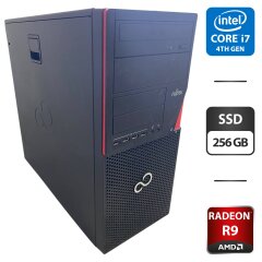 Комп'ютер Fujitsu Esprimo P720 E90 Tower / Intel Core i7-4770 (4 (8) ядра по 3.4 - 3.9 GHz) / 16 GB DDR3 / 256 GB SSD / AMD Radeon R9 350, 2 GB GDDR5, 128-bit / DVD-ROM