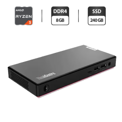 Неттоп Lenovo ThinkCentre M75n USFF / AMD Ryzen 5 3500U (4 (8) ядра по 2.1 - 3.7 GHz) / 8 GB DDR4 / 256 GB SSD / AMD Radeon Vega 8 Graphics / DisplayPort / Wi-Fi + Блок питания