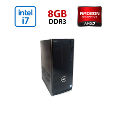 Игровой ПК Dell Inspirion 3650 / Intel Core i7-6700K (4 (8) ядра по 4.0 - 4.2 GHz) / 8 GB DDR3 / 256 GB SSD / AMD Radeon RX 460, 2 GB GDDR5, 128-bit / Wi-Fi+Bluetooth / DVD / Win 10 Home Lic