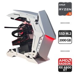 Сборка под заказ: игровой ПК Jonsbo MOD-3 Mini Gray Tower / AMD Ryzen 5 7500F (6 (12) ядер по 3.7 - 5.0 GHz) / 32 GB DDR5 / 2000 GB SSD M.2 / AMD Radeon RX 6800 XT, 16 GB GDDR6, 256-bit / 750W