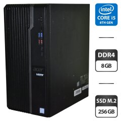 Компьютер Acer Veriton S4660G Tower / Intel Core i5-8400 (6 ядер по 2.8 - 4.0 GHz) / 8 GB DDR4 / 256 GB SSD M.2 / Intel UHD Graphics 630 / Windows 11 Pro