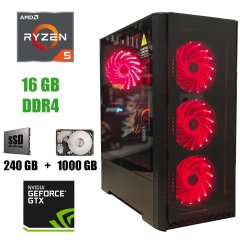 Golden Field 7681 RGB /  AMD Ryzen 5 3400G (4(8) ядра по 3.7 - 4.2 GHz) / 16 GB DDR4 / 240 GB SSD +1 TB HDD / GeForce GTX 1080 8GB 256bit MSI GAMING X / БП Chieftec 600w New
