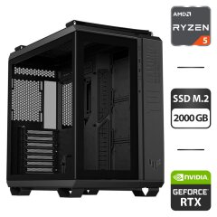 Сборка под заказ: новый игровой ПК Asus Gaming GT502 Black Tower / AMD Ryzen 5 7500F (6 (12) ядер по 3.7 - 5.0 GHz) / 32 GB DDR5 / 2000 GB SSD M.2 / nVidia GeForce RTX 3090, 24 GB GDDR6X, 384-bit / HDMI / 850W
