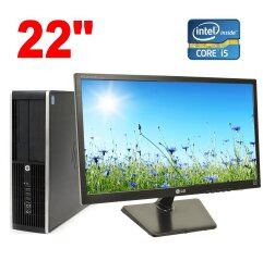 Комплект ПК Б-класс: HP Compaq Pro 6300 SFF / Intel Core i5-3470 (4 ядра по 3.2 - 3.6 GHz) / 8 GB DDR3 / 500 GB HDD / Intel HD Graphics 2500 + Монитор LG Flatron E2242C-BN / 22" (1920x1080) TN / 1x VGA / VESA 75x75