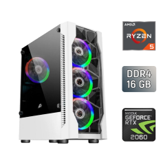Игровой ПК 1stPlayer White ATX / AMD Ryzen 5 5500 (6 (12) ядер по 3.6 - 4.2 GHz) / 16 GB DDR4 / 512 GB SSD / nVidia GeForce RTX 2060, 6 GB GDDR6, 192-bit / 500 W / Asus Prime B450M-K II