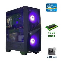 Новий ігровий ПК 1stPlayer Tower / Intel Core i5-9600K (6 ядер по 3.7 - 4.6 GHz) / 16 GB DDR4 / 240 GB SSD / AMD Radeon RX 5500 XT, 4 GB GDDR6, 128-bit / 500W