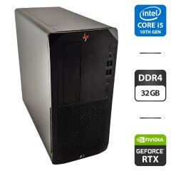 Рабочая станция HP Workstation Z2 G5 Tower / Intel Core i5-10400F (6 (12) ядер по 2.9 - 4.3 GHz) / 32 GB DDR4 / 240 GB SSD M.2 + 1500 GB HDD / nVidia GeForce RTX 2060, 6 GB GDDR6, 192-bit
