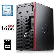 Компьютер Fujitsu Esprimo P757/E90+ Tower / Intel Core i5-6500 (4 ядра по 3.2 - 3.6 GHz) / 16 GB DDR4 / 240 GB SSD / Intel HD Graphics 530 / 280W / DisplayPort / DVI