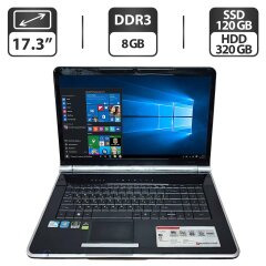 Ноутбук Packard Bell EasyNote LJ65 / 17.3" (1600x900) TN / Intel Pentium T4300 (2 ядра по 2.1 GHz) / 8 GB DDR3 / 120 GB SSD + 320 GB HDD / nVidia GeForce G210M, 512 MB GDDR3, 64-bit / WebCam / VGA
